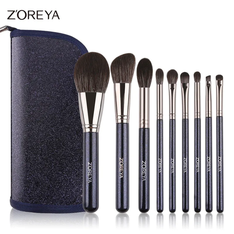 

ZOREYA Makeup Brushes 9pcs Make Up Brush Set With Standing Bag Powder Blush Highlighter Blending Eye Shadow Brushes