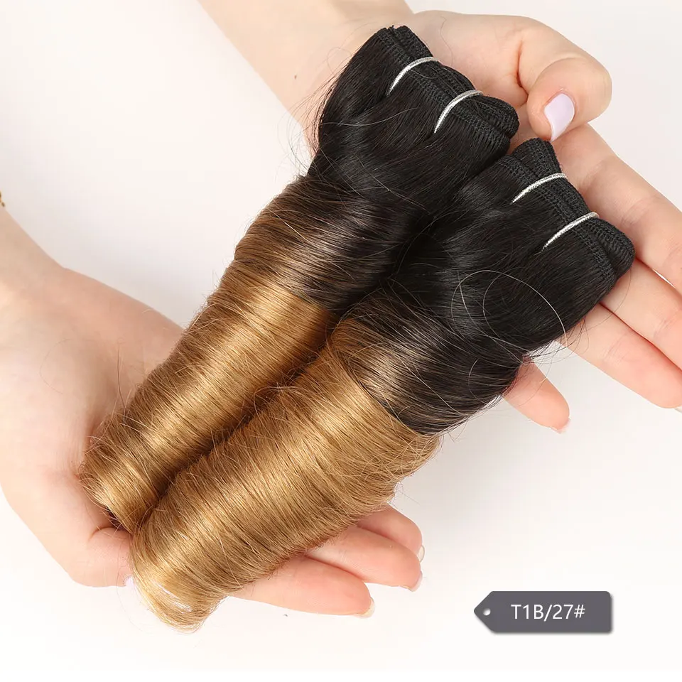 Remy Hair Hollywood Loose Wave Brazilian Hair Weave Bundles Ombre Brown