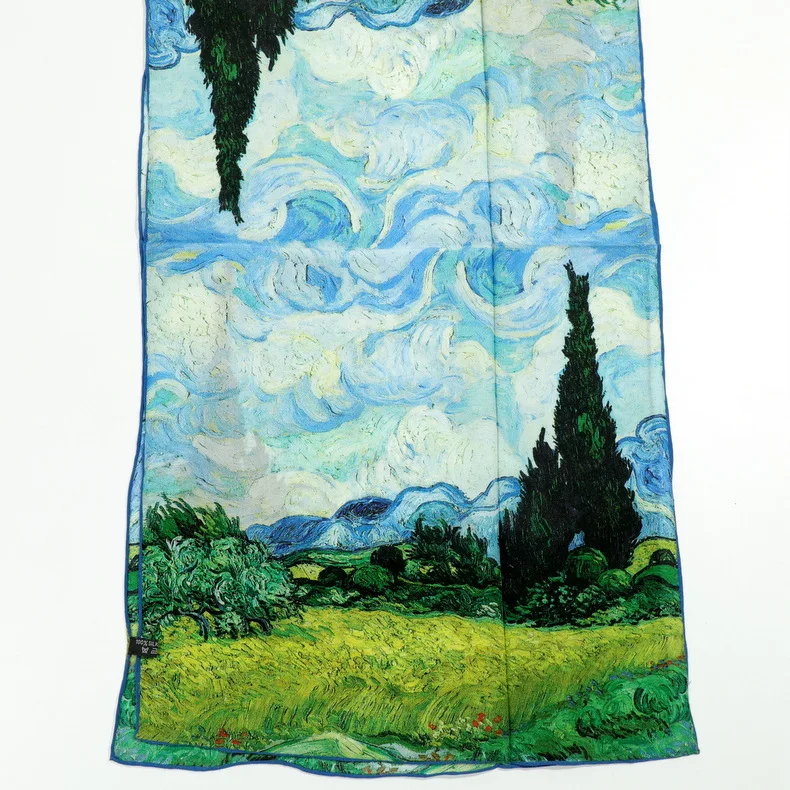 46 дизайнов Ван Гог Картина маслом шелковый шарф женский и мужской шарф натуральный шелк шарфы женские роскошные брендовые Дизайнерские шарфы