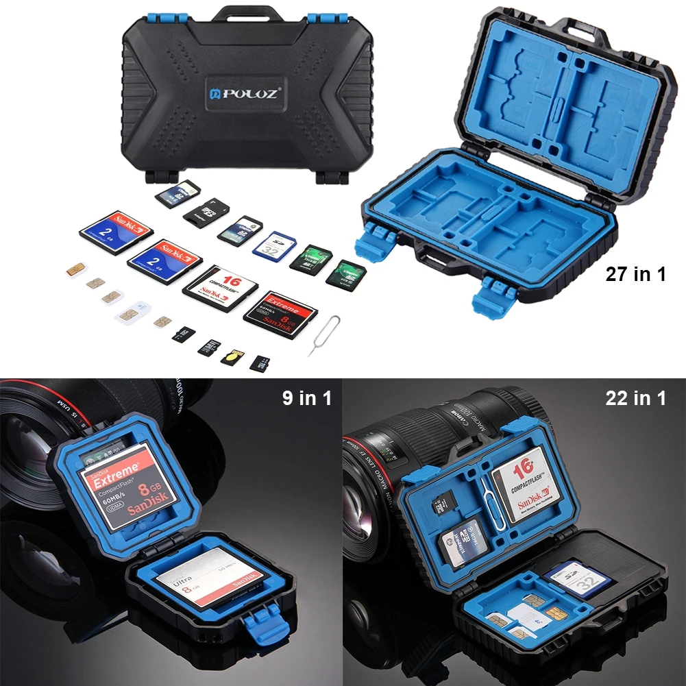 

PULUZ WATERPROOF MEMORY CARD TRAVEL CASE MICRO & STANDARD SD/SIM STORAGE HOLDER For standard SIM Micro-SIM Nano-SIM XQD CF TF