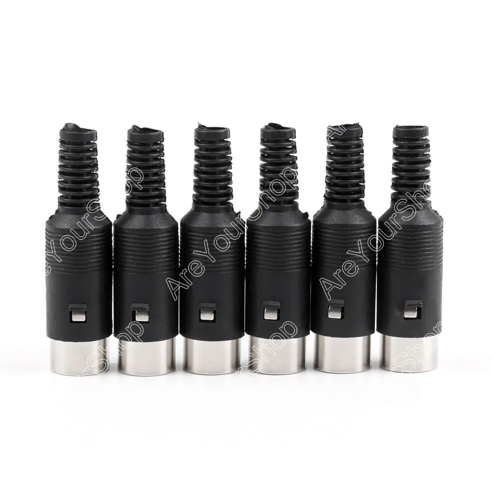 

Areyourshop 6 Pcs 8 Pin Din Plug Connector With Black Plastic Handle Male DIY