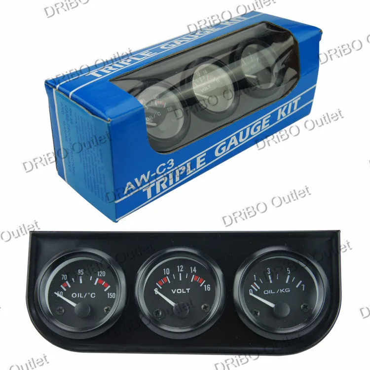 2'' 52MM 3 In 1 Volt meter +oil temp gauge +Oil Pressure Gauge Kit car meter/auto Gauge / Triple gauge kit tachometer
