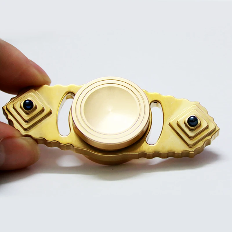 

Pure Copper Titanium Beads EDC Tri Spinner Fidget Spinner Toys Pattern Finger Hand Spinner Metal and ADHD Handspinner Toys SL120
