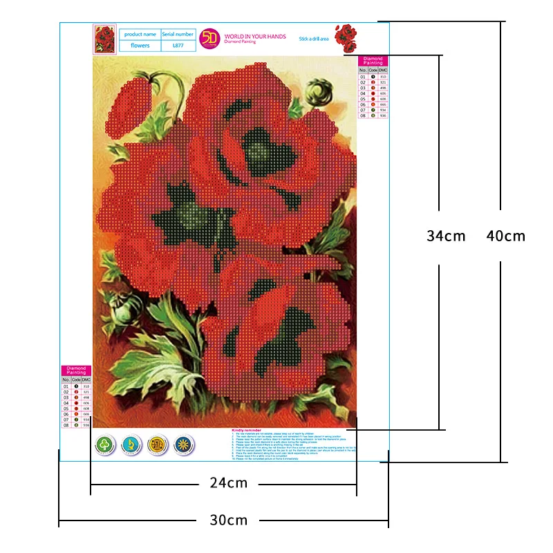 Full Drill 5D DIY Diamond Painting Cross Stitch Red Rose Flower Diamond Embroidery Cross Stitch Floral Craft Unique Gift Artwork (5)