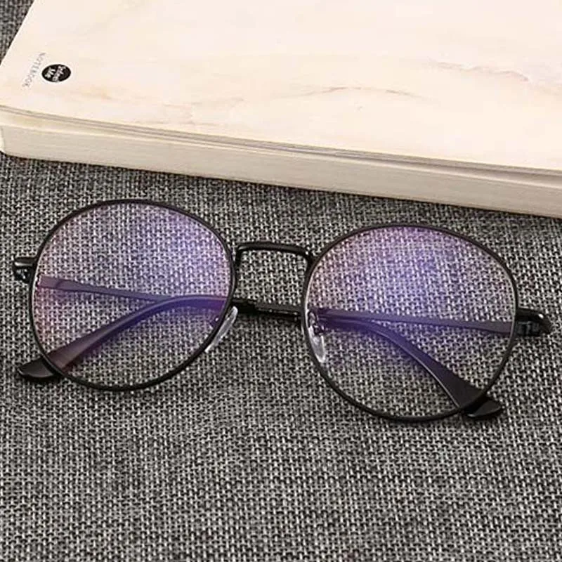 

Anti-Blue Optoelectronic Computer Glasses Neutral Classical Circular Reading Glasses Metal Frame Retro Personality College Style
