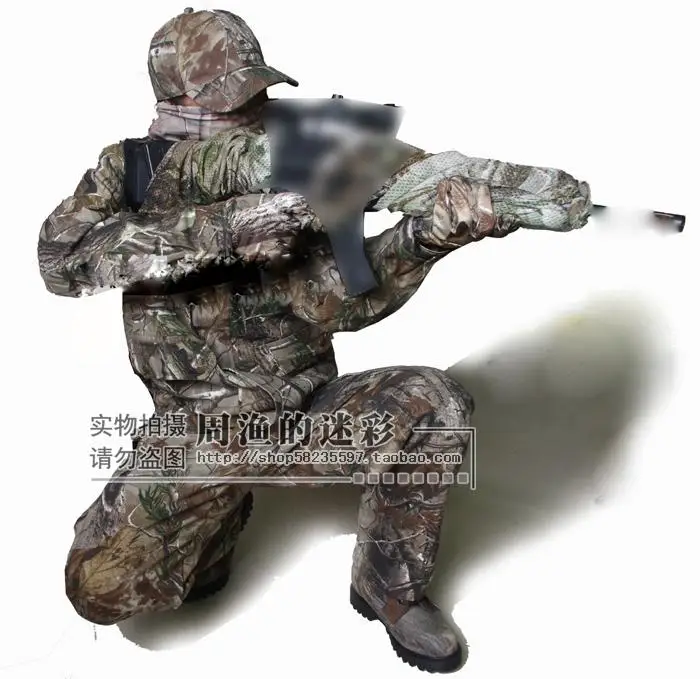 

2016 New Men Cotton Breathable Hunting Camouflage Clothes Ghillie Suit 4pcs/set Jacket Trousers Hat and Face Mask.