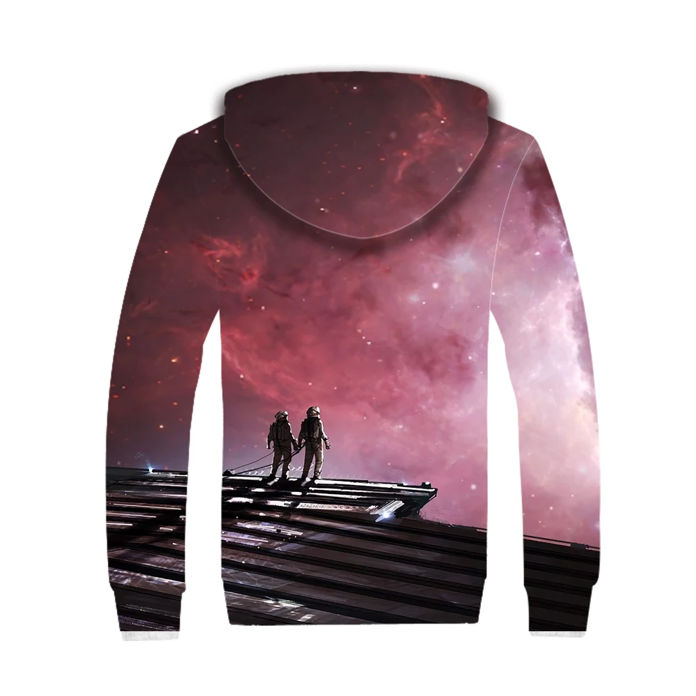 Xijun US SIZE Space 3D Hoodies Sweatshirts Men Winter Double Fleece Hoody Coat Men's Zipper Jackets harajuku Tracksuits Men