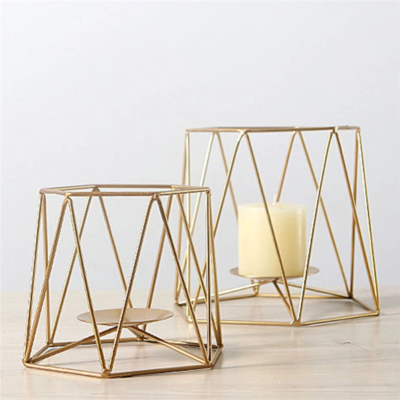 

Geometric Candlestick Nordic Minimalist Style Ornaments Wall Sconce Matching Steel Small Tealight Candle Holders