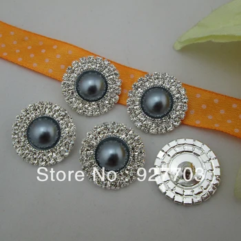 

(CM700 25mm)50 X Gray Pearl Shank Rhinestone Button Sewing Craft