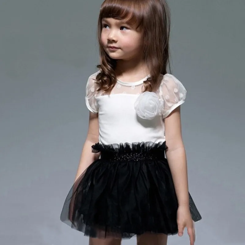 

New Spring Kids Clothing Set Girls Princess Tutu Dress Flower Lace Gauze One-Piece