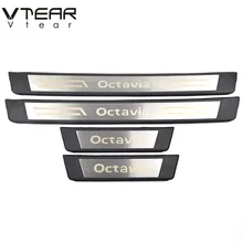 Vtear für Skoda Octavia A7 Tür Sill Schutz Aufkleber Film Anti Scratch kick styling protector pedal streifen abdeckung zubehör 2017