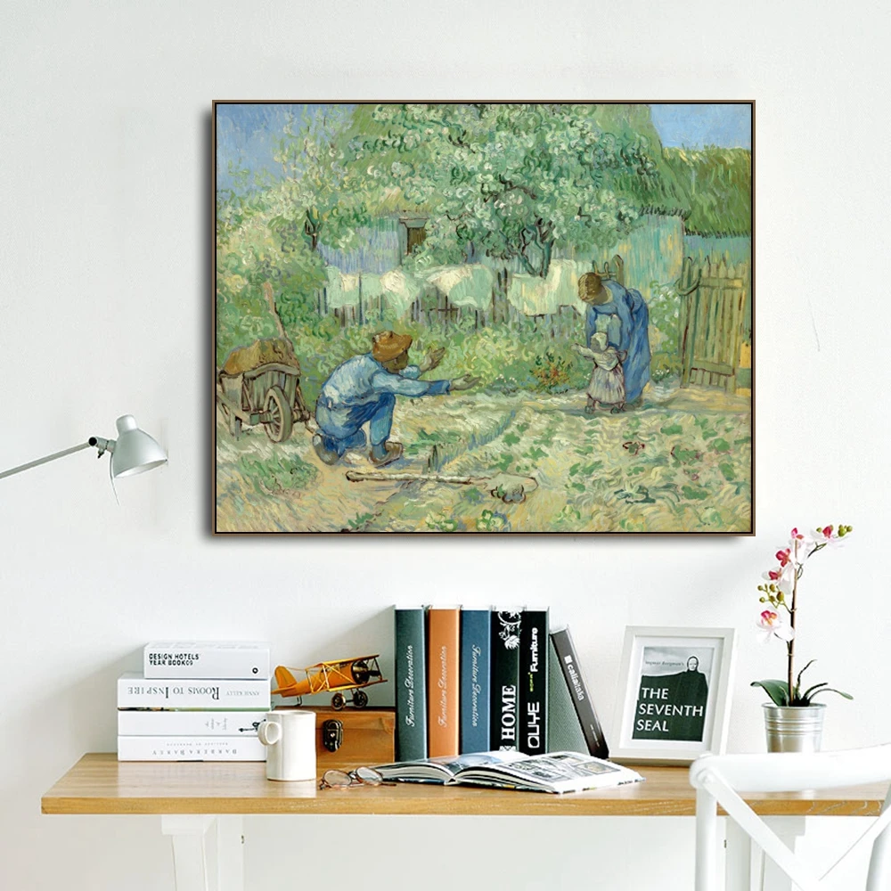 First Steps after Millet by Vincent Van Gogh Poster Print Canvas Painting Calligraphy Wall Picture for Living Room Home Decor | Дом и сад