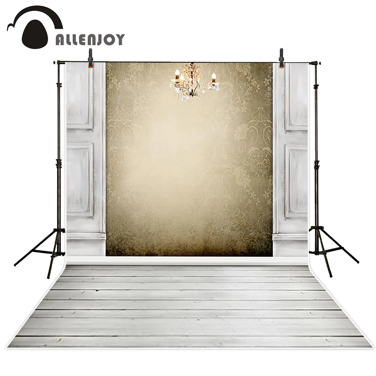 

Allenjoy brown damask wall wood floor photography backgrounds vintage custom portrait backdrop photo studio photoshoot booth