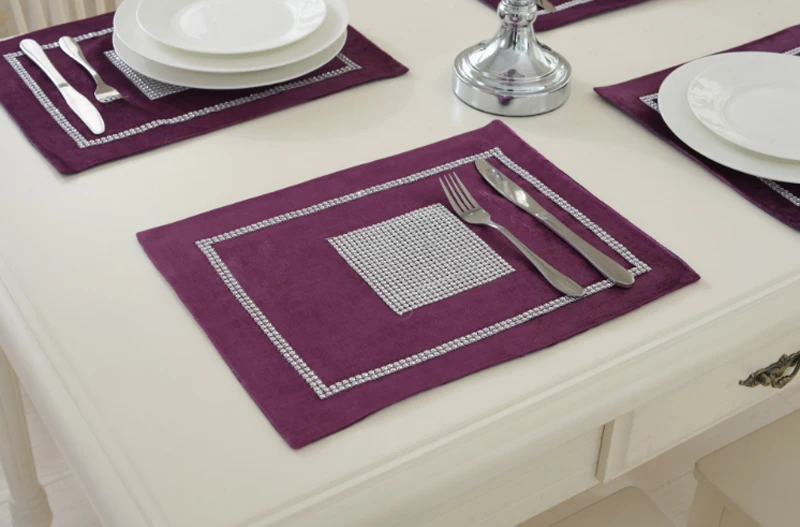 Атласная настольная дорожка скатерть покрытие стола для банкета Свадебная вечеринка украшения - Цвет: Placemat Purple