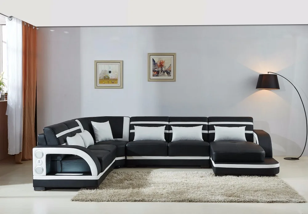 2018 Sale Sectional Sofa Armchair Y.g Furniture With Speaker Bluetooth Led 7seat Xxlarge U Shaped Genuine Leather Corner Sofa