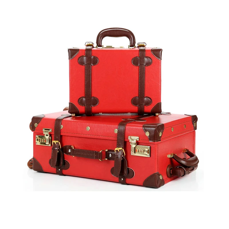 Fashion Women Travel Suitcase PU Leather Vintage Luggage Set Universal