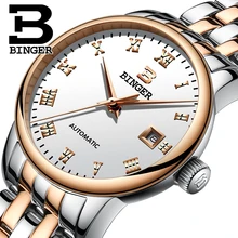Switzerland Ladies Watch BINGER luxury brand Mechanical Wristwatches sapphire full stainless steel Women’s watches B-5005L-5