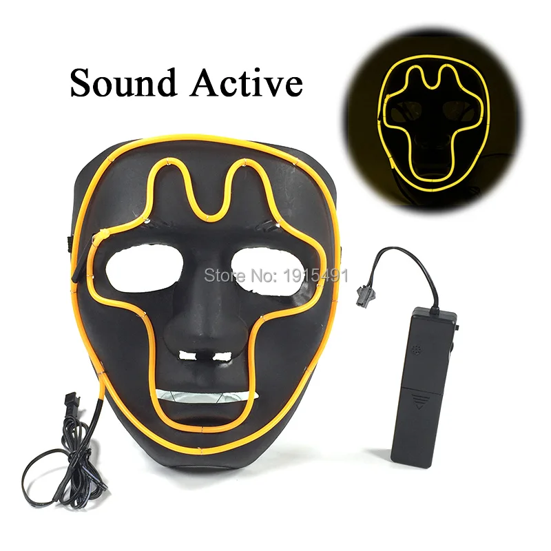 

10 Color Choice Talent Show Shiny EL wire Mask Novelty Lighting Sound Active LED Strip Cartoon Mask for Cosplay,Movie Party,Club