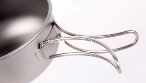 Чистая титановая сковорода кастрюля чаша D133 x H49mm 600 мл 74 г антикоррозионная со складной ручкой для наружной/кухонной утвари