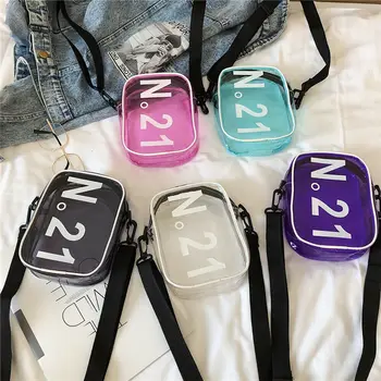 

Fashion women's PVC transparent shoulder bag candy color summer beach bag mini mobile phone bag