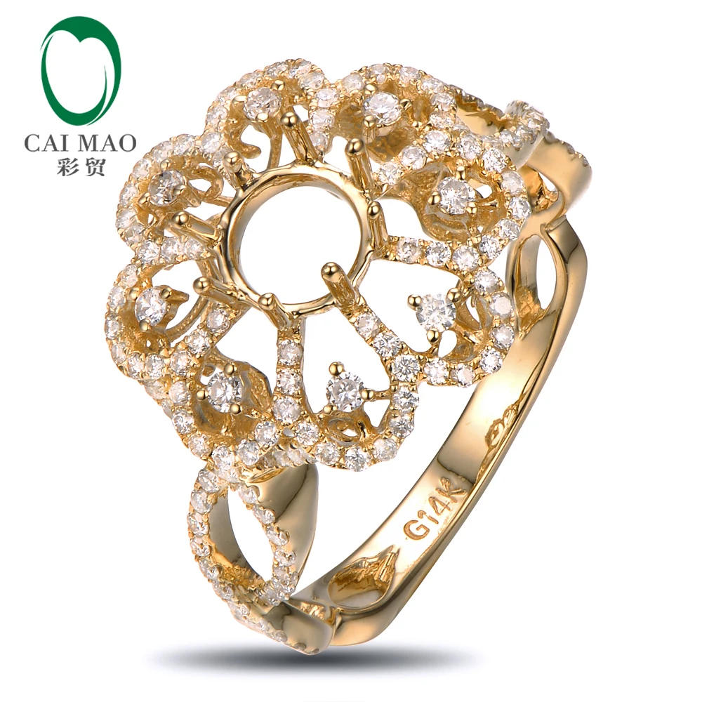 

6.5mm Round solid 14ct Yellow Gold Natural Diamond Semi Mount Ring Jewelry