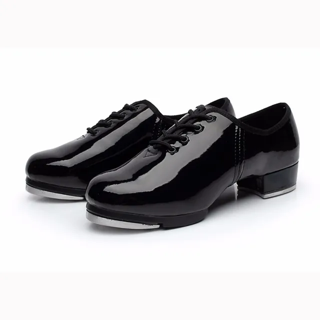Men Boy's Tap Dance Shoes Patent Leather PU Kids Tap Shoes for Children Teacher Stage Shoes Low