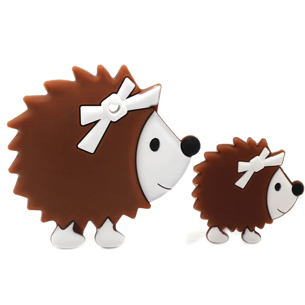 2pcs/set Silicone Beads Hedgehog Cartoon Animal Baby DIY Teething Care Accessories Beads BPA Free Baby Teether Toys