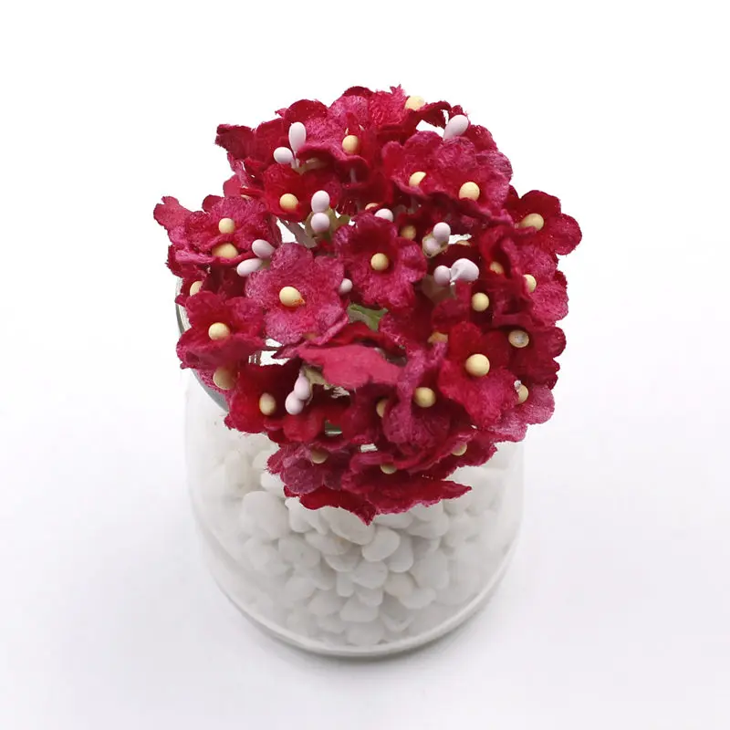 6 шт. искусственные ягоды сливы тычинки для цветов, мини цветок праздничный цветок Венок свадебное украшение DIY Скрапбукинг - Цвет: Розово-красный
