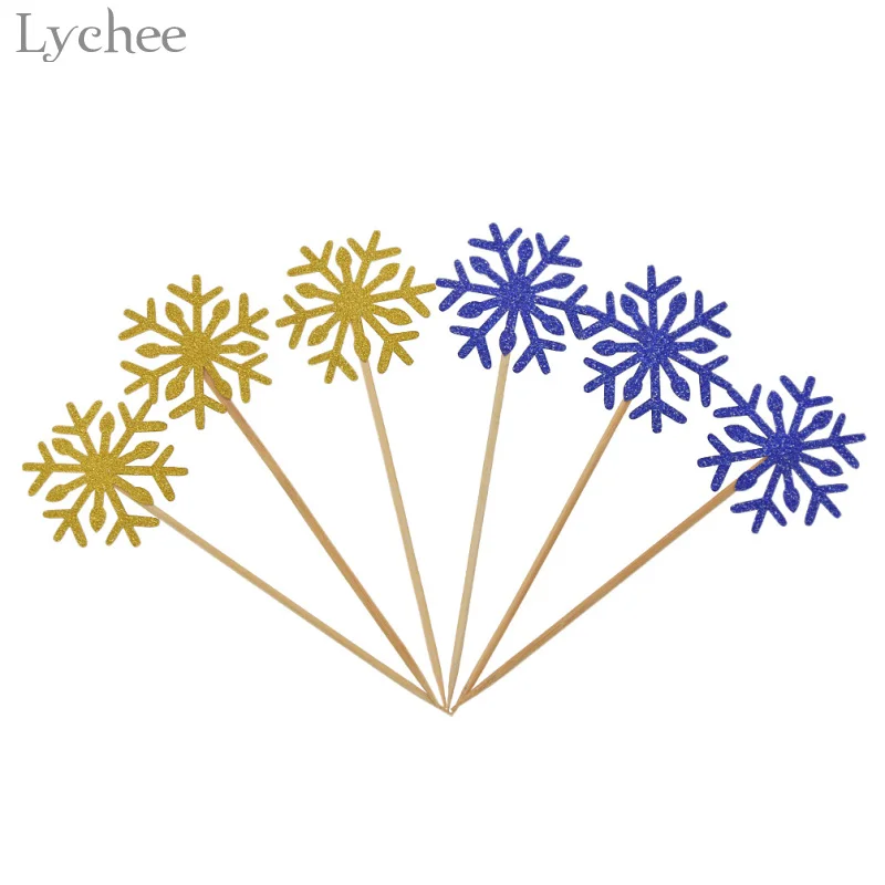 

Lychee 10pcs Snowflake Cake Topper Baby Shower Wedding Birthday Christmas Party Cupcake Baking Creative Decorations