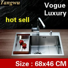 Ручная раковина одинарная Мойка для кухни, 4 мм, прочная 304 нержавеющая сталь, большая горячая Распродажа 680x460 мм