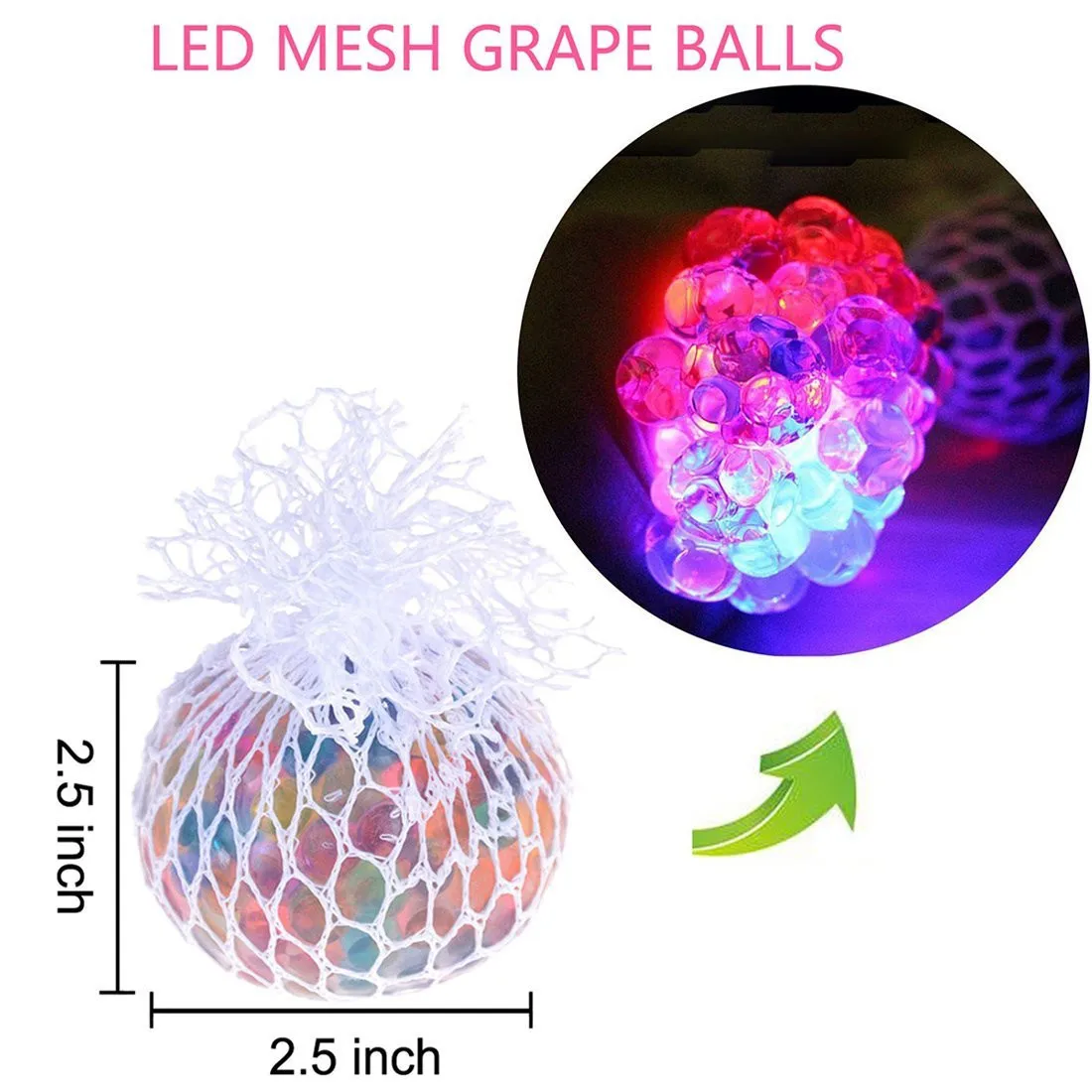 2018 Новое поступление сетчатый шар стресс светодиодный светящийся уменьшающий