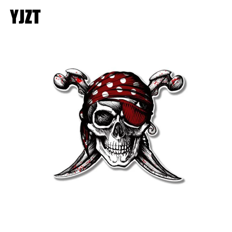 

YJZT 10.1CM*8.5CM Motorcycle Creative Pirate Headscarf Skull Car Sticker Decal PVC 6-0155