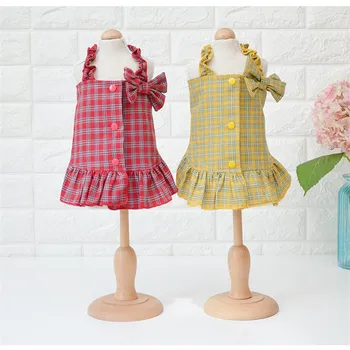 

2019 Plaid Dog Dress Princess S-XXL Small Dog Dresses Summer Yellow Red Puppy Cat Clothes Sling Dress Pet Clothing Pug Poodle#35