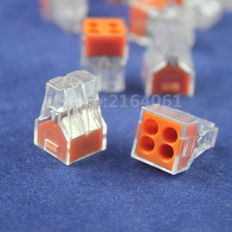 

50pcs (773-104) Push Wire Connector For Junction Box 4 Pin Conductor Terminal Block For AWG 18-14 /PCT 104