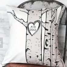 Пользовательские Дерево Сердце наволочка-Свадебный декор-дерево милый Чехол на подушку-персонализированное имя и Дата наволочка