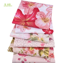 Chainho, 6 шт./лот, розовая Цветочная серия, саржевая хлопковая ткань с принтом, Лоскутная Ткань для шитья своими руками, стеганый материал для детей и малышей