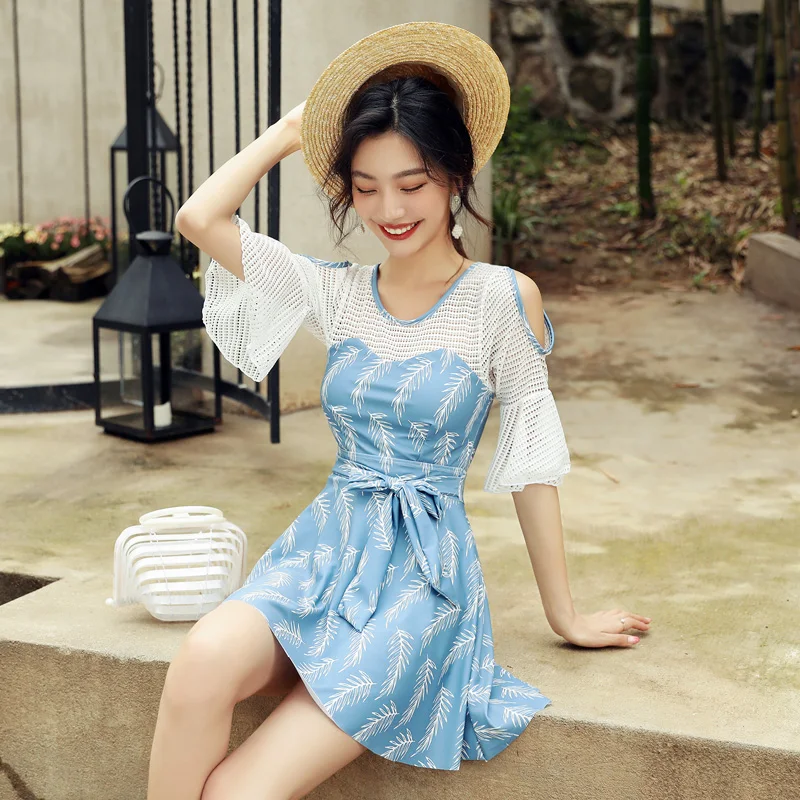 

Women Printed Bandage One Piece Swimwear Swim Beach Dress Summer Sexy Bathing Suit Swimming Beachwear Swimsuit 2019 Swimdress