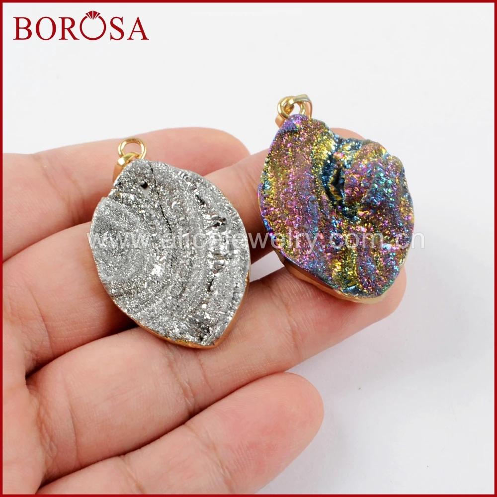 Набор ювелирных украшений BOROSA 10 шт. золотой цвет Marquise Радужный титановый Galaxy Druzy