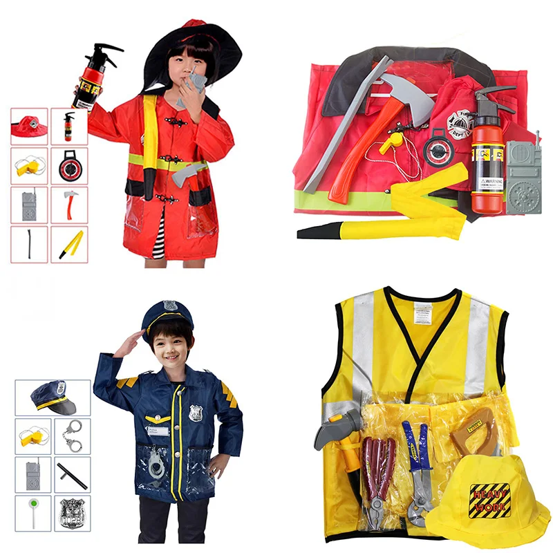 TODDLER BOY GIRL KIDS FIREMAN SAM FIREFIGHTER COSTUME OUTFIT WITH HAT AGE 2-3-5 