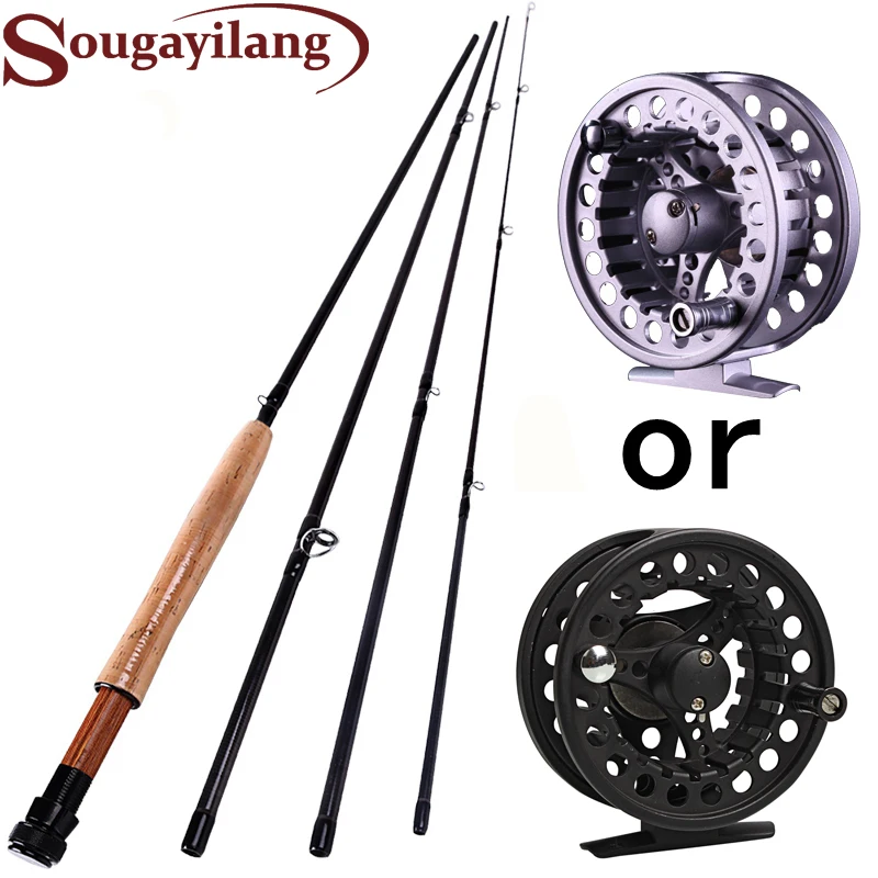 2.7M Fly fishing Rod for 4 Sections Fly Rod Reel line Combo Set 5/6 Super Light Carbon Fishing Pole Bamboo Fish Tackle Pesca