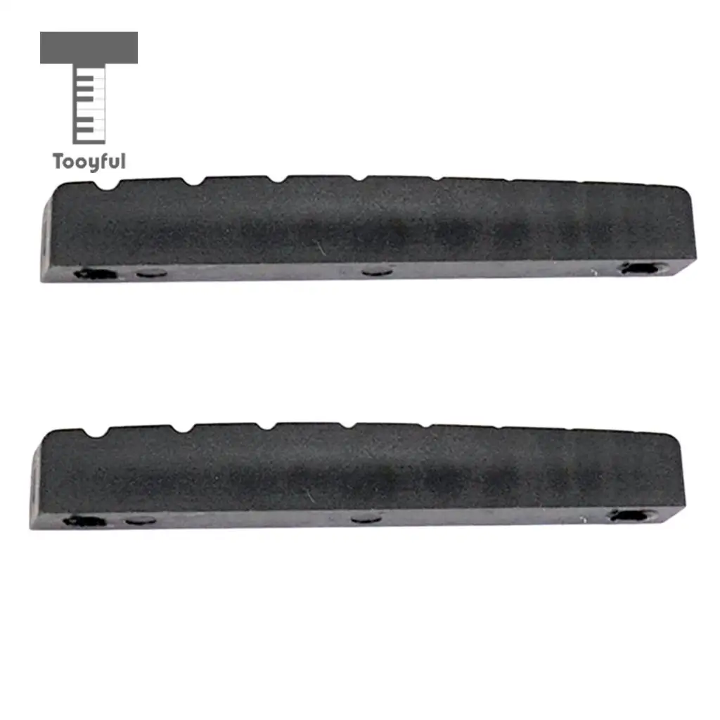 Tooyful Set of 2 Black Plastic Slotted Nut Saddle for 8 String Guitar Ukulele Musical Instrument Parts