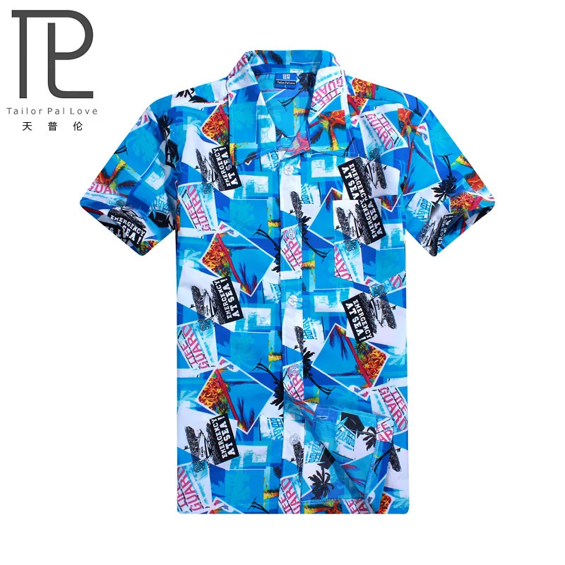 

2018 Brand Summer Hawaiian Men Hawaii Beach Shirt,Coconut trees printing Men Short Sleeve Floral Loose Casual Shirts Size L-4XL