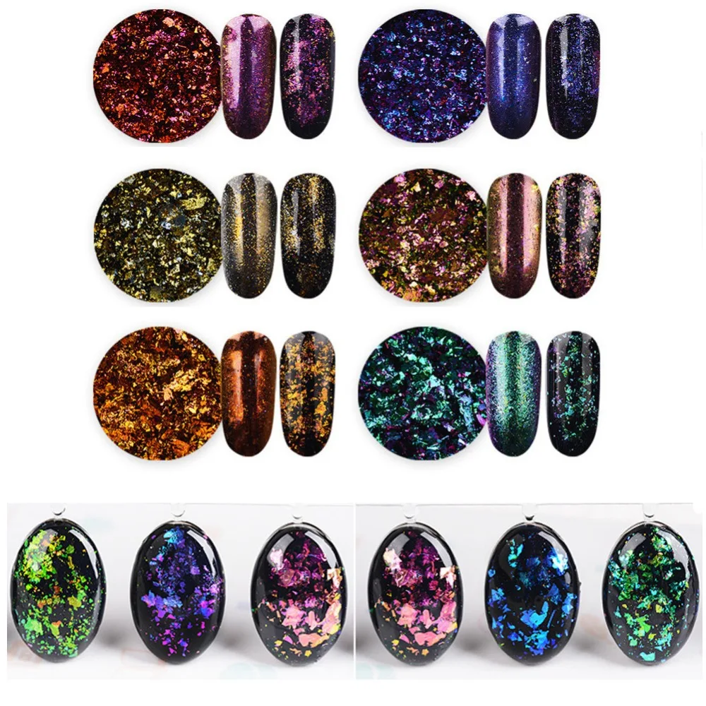 

1 box Chameleon Nail Sequins Glitter Dust Flakes Nail Confetti Manicure Transparent Paillette Manicure Nail Art Glitter Powder