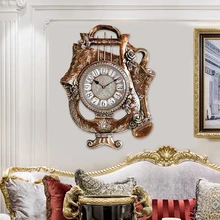Европейский стиль ретро настенные часы гостиная большая роскошная вилла декоративные часы Тихий кварцевый часы атмосферное творчество