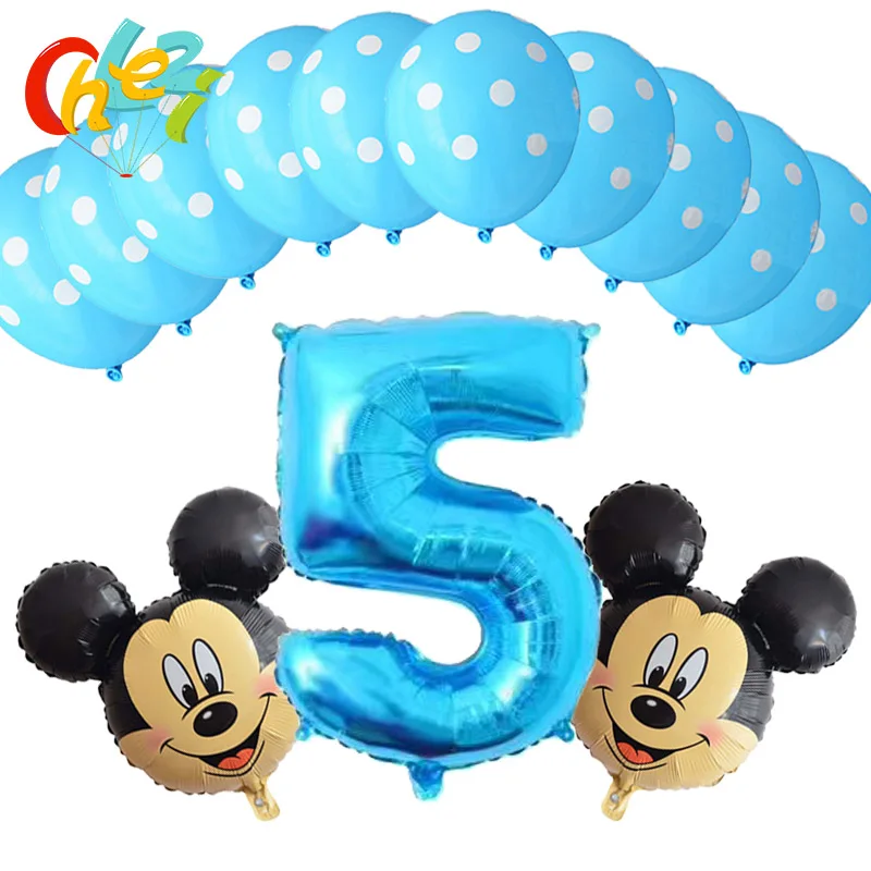 13 шт. для маленьких мальчиков От 4 до 9 лет, синий номер надувные шары Mickey Мышь вечерние Декор день рождения поставки в горошек латексные воздушные шары для душа - Цвет: 7