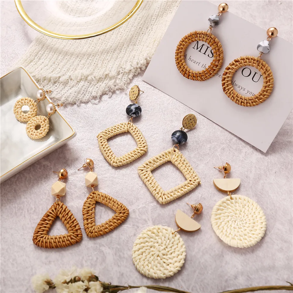 6 Design Bohemian Weave Oversize Chandelier Earrings For Women Girl Brincos Big Earring Handmade Statement Jewelry 2018 New