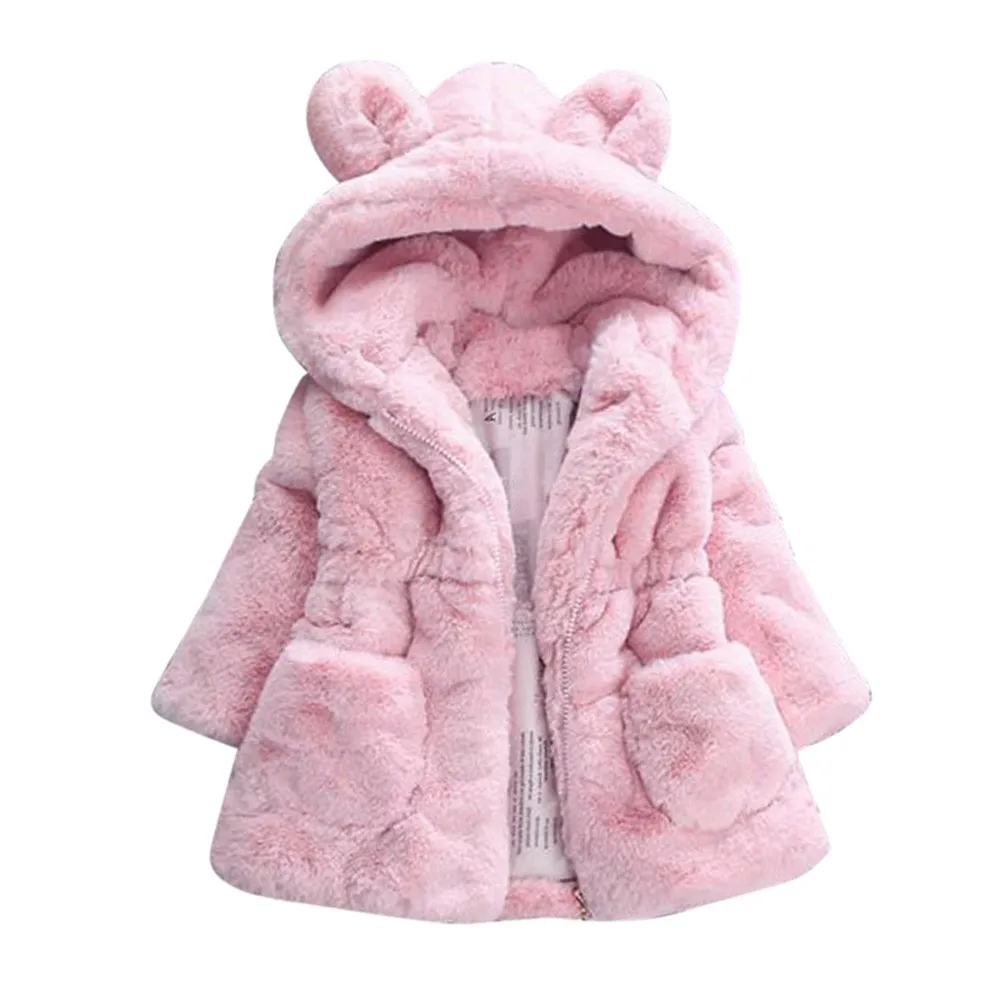 

TELOTUNY Plus velvet warm autumn and winter Furry warm coat girls winter coat Hooded Cloak fleece warm children clothing Z0823