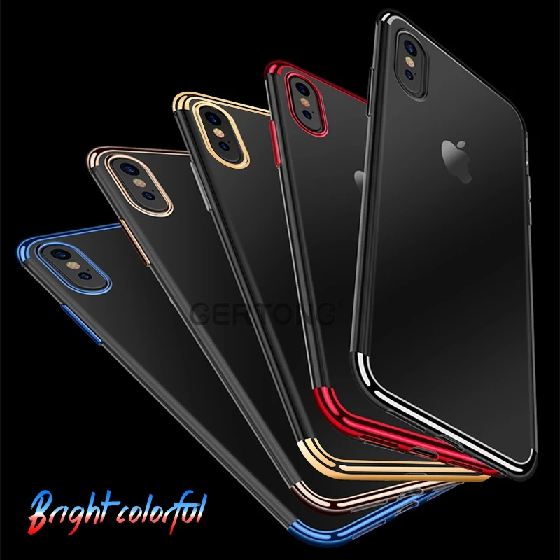 Чехол накладка GerTong из мягкого ТПУ для iPhone X 8 7 6 6s Plus XS MAX XR 10 чехлы с гальваническим