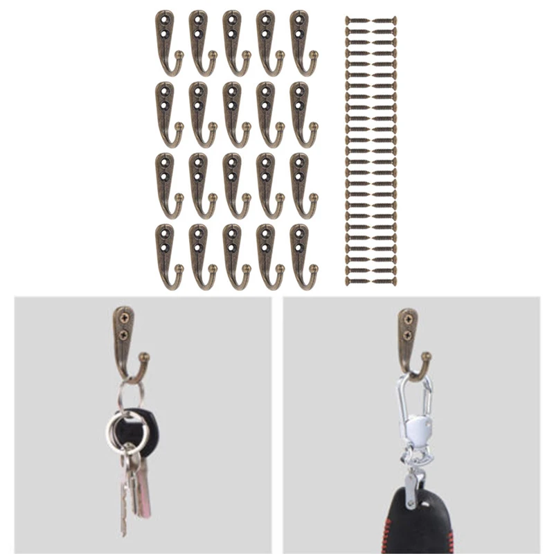 

Set /20Pcs Antique Zinc Single Hook Metal Hooks Coat Wall Mounted Hangers