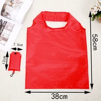 Shopping Bag Solid Color Eco-friendly Folding Reusable Portable Shoulder Handbag Polyester for Travel Grocery - Image 2